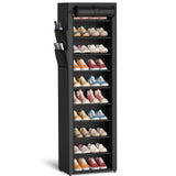 Kitsure 10-Tier Shoe Rack with Cover, Vertical Shelf, 17.5" Wide, Black | Space Saving Shoe Storage with Side Pocket, Shoe Organizer for Closet, Entryway, Bedroom, Zapateras Cabinet