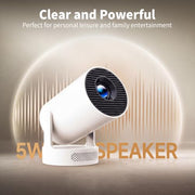 Mini Portable Projector with Bluetooth 5.4 and WiFi 6, 4K Support | HY300 Ultra Projector,220 ANSI,210° Rotation,Auto Keystone Correction,5watt Sound Base Speaker