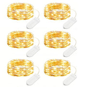 Minetom 6 Pack Battery Operated LED Fairy Lights for Christmas Decor | 20 LED Bulbs, Flexible Silver Wire, Waterproof, Lovely for DIY Crafts Wedding Table Centerpieces Decoration