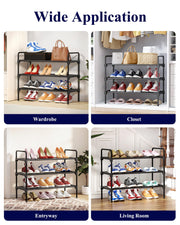 Kitsure Shoe Rack for Closet, Shoe Storage, 27.6" Wide - 3 Tiers, Black | Shoe Organizer for Closet, Entryway, Living Room, Space-Saving Shelf, Sturdy Zapateras Slots