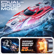 BEZGAR RC Boat TX126-12 Inch Remote Control Boat for Lakes and Pools | 25 KPH High Speed; Waterproof Design; 700mAh Rechargeable Battery; Ideal Toy Boat for Kids Adults; Red