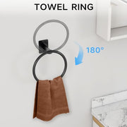 KLJKPA Black Bathroom Accessories Set, 4-Piece Bathroom Hardware Set | 24 inch Towel Bar, Towel Racks for Bathroom, Robe Towel Hooks, Toilet Paper Holder Wall Mounted
