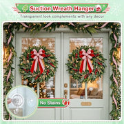 VIS'V Suction Wreath Hanger, Heavy Duty, 22 LB, Large, Clear, 2 Pcs | Removable and Reusable, Clear Invisible Design, Locking Suction Technology, Dual Vacuum Suction, Fit for Smooth Flat Surfaces