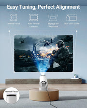 Mini Portable Projector with Wifi 6 and Bluetooth,Base Speaker(M) | 4K Support Projector with 5w Sound Base Speaker,Auto Vertical Keystone 210°Rotatable Proyector