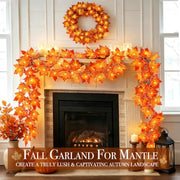 Fall Decor 2 Pack Fall Garland with Lights Enlarged Maple Leaves 20Ft 40LED | Halloween Thanksgiving Decorations, Battery Operated Waterproof Autumn String Lights Indoor Outdoor Fall Decorations for Home