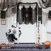 ZeeDix 6 Pack Black Halloween Creepy Cloth 30 × 75 Inch - Halloween Cheesecloth Decoration Spooky Scary Gauze Black Cheese Cloth for Party Supplies Outdoor Yard Home Wall Doorway