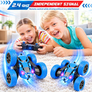 Remote Control Car, RC Cars Toys for Kids Ages 6-12, 2.4GHz RC Stunt Truck with 360° Double-Sided Flips, 4WD Off-Road Racing, Christmas Birthday Gifts for 3 4 5 6 7 5-7 6-8 8-10 Year Old Boys Girls