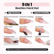 Beetles Hard Gel for Nails Nude Pink, 1 oz 9 in 1 Pink Builder Nail Gel | High Hardness for Sculpting, Nail Extension and Building, Protection Durable for Salon, UV LED Lamp Cured, DIY Art Manicure
