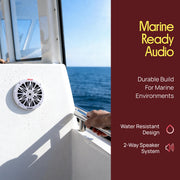 Pyle 6.5 Inch Dual Marine Speakers - 2 Way Water Resistant Outdoor Audio Stereo Sound System with 200 Watt Peak Power, Poly Carbon Cone and Butyl Rubber Surround - 1 Pair (White)