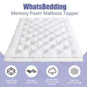 WhatsBedding 4 Inch Memory Foam Mattress Topper Queen for Back Pain Relief, Filled with Breathable Gel Memory Foam, Fluffy Comfort Supportive Pillow Top Mattress Topper, 80x60x4in