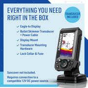 Lowrance Eagle Fish Finder, 4-to-9-inch, Sonar and C-MAP Options | 4, 5, 7 or 9-inch IPS display, Bullet, SplitShot HD or TripleShot HD transducer, C-MAP charts, features vary by model
