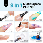 Beetles Gel Polish 9 in 1 Gel Nail Glue for Clear Acrylic Nail Tips | 2Pcs 15ml Long Lasting Nail Gel Kit for False Nails Tips, Base Blooming Nail Gel, U V Light Required, Gift for Women