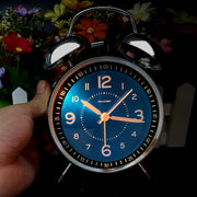 Peakeep Loud Alarm Clock for Heavy Sleepers Adults, Metal 4 Inches | Twin Bell Battery Operated Analog Alarm Clocks for Bedrooms Kids' Room Decoration (Jewel Blue)