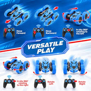 Remote Control Car, RC Cars Toys for Kids Ages 6-12, 2.4GHz RC Stunt Truck with 360° Double-Sided Flips, 4WD Off-Road Racing, Christmas Birthday Gifts for 3 4 5 6 7 5-7 6-8 8-10 Year Old Boys Girls