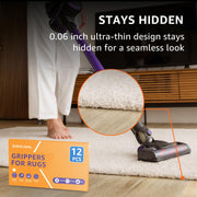 ZONGOOL 12PCS Rug Tape Non Slip Rug Pad Grippers Double Sided Carpet Tape | No Damage Floor Reusable Washable Grippers No Residue Rug Corners For Hardwood Tile&Laminate Floors Anti-Curl Rug Stickers