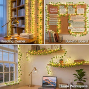 suddus 33FT 100LED Pothos Vine Fairy Lights Battery Operated Copper Wire | String Lights with Remote,Leaf Lights for Bedroom,Dorm,Wedding,Party, Garden,Wedding,Classroom Decor (Warm White)