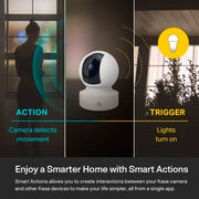 Kasa 1080p Indoor Pan/Tilt Wired Security Camera, Baby & Pet Monitor, EC70 | Motion Detection & Tracking, 2-Way Audio, Night Vision, Subscription-Free Local Storage or Optional Cloud