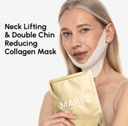 MAREE V Line Lifting Mask - Gold Face Lift Tape & Double Chin Lifting Mask | Collagen mask for neck lifting & tightening, neck wrinkle patches, face lifting tape, chin strap for double chin for women