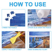 YAKAMOZ Jigsaw Puzzle Glue Clear, Quick Drying with Scraper, 200mL | Preserve & Frame Finished Puzzles | Strong Hold | Water-Based, Non-Toxic Formula | Easy to Apply | Covers Up to 5,000 Pieces