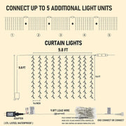 Dazzle Bright 300 LED Curtain Lights, Plug in Fairy Curtain Lights for Bedroom, Christmas Hanging String Lights Outdoor for Window Backdrop Wall Wedding Patio Indoor Dorm Party Decor, Warm White