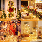 btfarm 30 Pack Fairy Lights Battery Operated Twinkle Lights with 3 Modes | 7Ft 20 Led String Light, Waterproof Bulk Small Mini Silver Wire for Christmas Mason Jars Wedding Table Centerpiece,Warm White