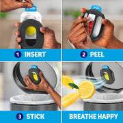 Febreze Odor Fighter, Can Air Freshener, Stick-On Deodorizer for Garbage Cans, Diaper Pails, Works with Scented Bags, Fresh Lemon and Linen & Sky Scents, 2 Holders + 2 Refills
