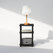 Furinno JUST Toolless 3-Tier Night Stand, Open Storage, Americano | Compact, Narrow Bedside Table, End Table, Side Table, for Bedroom, Dorm