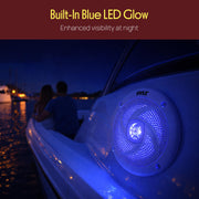 Pyle Marine Speakers - 5.25 Inch 2 Way Waterproof and Weather Resistant Outdoor Audio Stereo Sound System with LED Lights, 180 Watt Power and Low Profile Slim Style - 1 Pair - PLMRS53WL