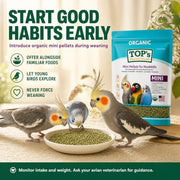 TOP's Mini Parrot Pellets 1 lb, USDA Organic Certified, Non-GMO Bird Food