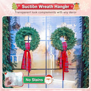 VIS'V Suction Wreath Hanger with Wipes, 22 Lb Capacity, Large, Clear, 2 Pcs | Heavy Duty, Removable and Reusable, Invisible Design, Locking Technology, Dual Vacuum Suction, Fit for Smooth Flat Surfaces
