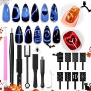 modelones Cat Eye Magnet 15PCS Brown Cat Eye Gel Polish Nail Stuff, Multi-shape Heart Moon Flower Square Effects with Bead-Attracting Nail Art Tool, UV/LED Lamp Required, DIY Halloween Nail Art