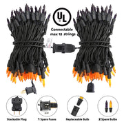 Orange & Purple Halloween Lights, 12.5ft 50 Count Incandescent String Light | UL Certified Connectable Mini Bulbs String Lights for Outdoor, Indoor, Garden, Porch, Party, Home, Halloween Decor