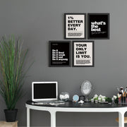 DSHFG Motivational Inspirational Office Wall Art Decor Prints Set of 4 | Black Office Motivational Wall Decor Trendy Retro Positive Affirmations Quotes Wall Decor Gym Posters, 8x10 Unframed