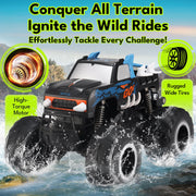 Threeking 1:16 Amphibious Monster Truck All Terrain Remote Control Car Toys | Waterproof Durable 4WD Off-Road RC Crawler Cars Pick-Up Unique Toy Gifts for Boys Girls Ages 6-12