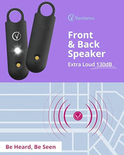 Vantamo Personal Alarm for Self Defense with Low Battery Notice, Strobe Light & Extra Loud 130 dB Double Speakers Safety Keychain Set for Women, Rechargeable Panic Button for Womens Self Defense