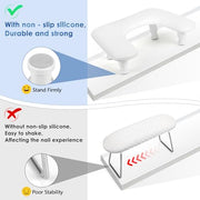 LIONVISON Arm Rest for Nails Tech: U-shaped Adjustable Nail Armrest | PU Leather Manicure Hand Stand Rest for Manicurists - Thick Non-Slip Pad Long-Lasting White