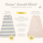 Burt's Bees Baby Organic Beekeeper Infant Wearable Blanket, Unisex Swaddle | Cozy 2-way zip sleep sack is available in lightweight 0.5 TOG or medium weight 1.5 TOG options for a great night's sleep