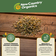 New Country Organics | Corn-Free Classic Layer Chicken Feed for Laying Hens | Corn-Free and Soy-Free | 17% Protein | Certified Organic and Non-GMO Chicken Food | 25lbs Bag