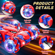 Spider Remote Control Car Headlight Double Sided Off-Road 360° Rotating Car | 2.4Ghz Rechargeable RC Stunt Car 4WD RC Drift Stunt Car for Boys Indoor Outdoor Toys 4-6 5-7 8-13