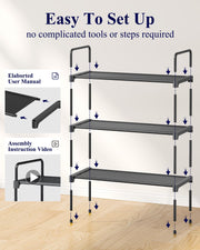 Kitsure Shoe Rack for Closet, Shoe Storage, 27.6" Wide - 3 Tiers, Black | Shoe Organizer for Closet, Entryway, Living Room, Space-Saving Shelf, Sturdy Zapateras Slots