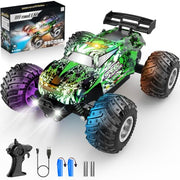 Remote Control Car All-Terrain 1:18 Rc Car with LED Lights 2 Batteries | 2WD Rc Truck, 50Min Play, 2.4GHz, 20KM/H Sturdy Off Road Remote Control Truck Toys for Boys Girls, Christmas Birthday Gift