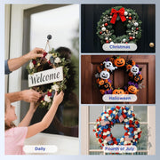OUTXE Suction Cup Wreath Hanger, Upgraded Reef Hook | for Front Door/Glass Window/Over Door, Christmas/Thanksgiving/Halloween/July 4th/Easter/Spring/Summer/Fall (Black, 2-Pack)