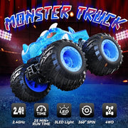AUUGUU Remote Control Car, 2.4GHz Monster Trucks Toys with Light Spray, Birthday Gift for Kids 3 4 5 6 7 8, All Terrain RC Cars, Toys for Boys Girls 3+ Year Old