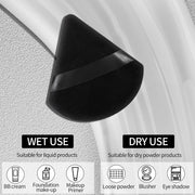 Pimoys Powder Puffs, 6 Pack Triangle Makeup Puff, Black | Soft Velour, Triangle and Round Design, Washable, Finger Strap, for Loose Powder