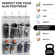 Simple Houseware 24 Pockets Clear Over the Door Shoe Organizer, Gray | 64" x 19", 4 Durable Metal Hooks, 4.3" x 9.5" Pocket Size, Multipurpose