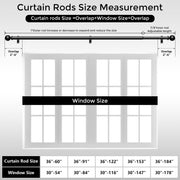 Wolistsa Curtain Rods 36-91 Inch, Black 1 Inch Adjustable Heavy Duty Curtain Rods for Windows, Decorative Modern Window Treatment Rod, Telescopic Splicing Metal Drapery Pole, Easy Installation
