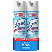 Lysol Disinfectant Spray, Sanitizer, Crisp Linen, 19 oz, 2 Pack | Multi-Surface Disinfecting & Sanitizing Antibacterial Room Spray, Deodorizer Spray, Home & Bathroom Cleaning Supplies
