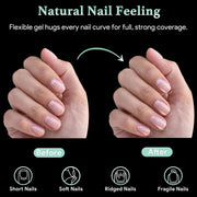 LEYKOSH Extra Short Almond Nail Tips, 216pcs Full Cover Soft Gel, 12 Sizes | 70-grit pre-sanded matte clear tips save filing time, with full-cover soft gel fit for DIY extensions and salon manicures.