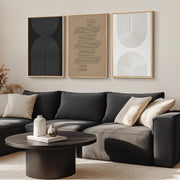 Large Framed Boho Black White Abstract Wall Art for Living Room, 24x36 In | Set of 3 Neutral Canvas Prints, Modern Minimalist Artwork, Geometric Pictures, Office Bedroom Hallway Paintings Wall Decor