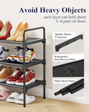 Kitsure Shoe Rack for Closet, Shoe Storage, 27.6" Wide - 3 Tiers, Black | Shoe Organizer for Closet, Entryway, Living Room, Space-Saving Shelf, Sturdy Zapateras Slots